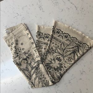 NWOT Patterned, Flare Free People Jeans